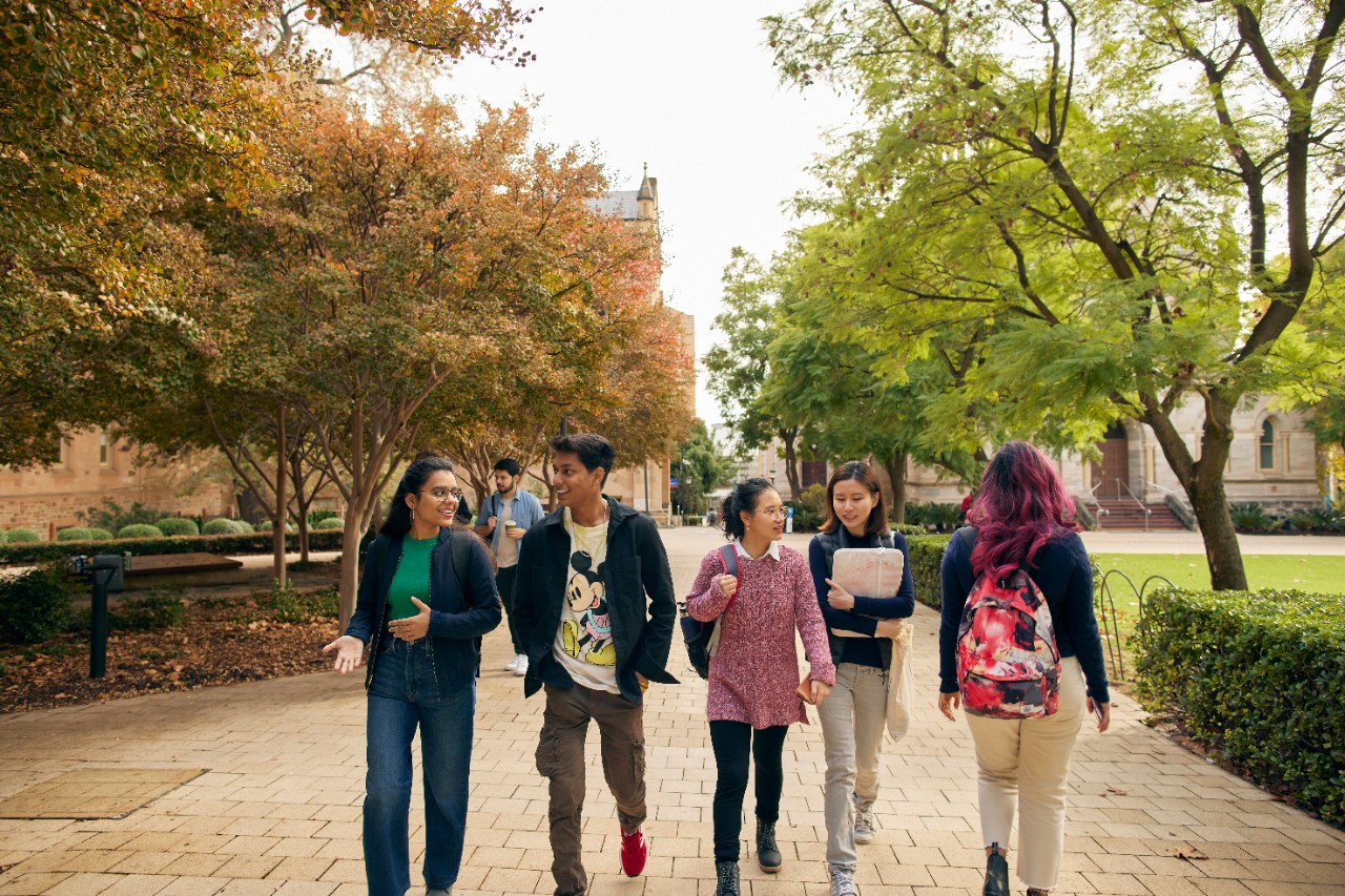 International students socialising on campus
