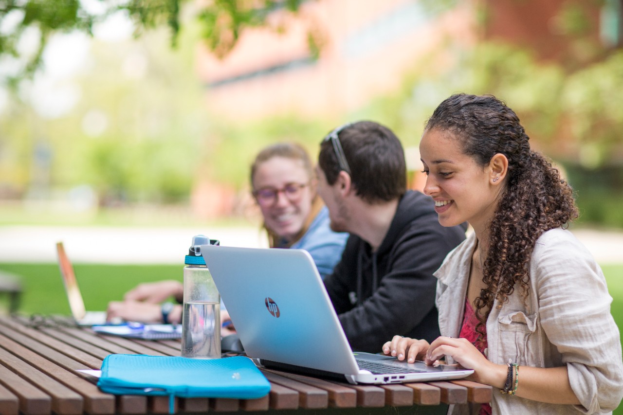 Students studying on Maths Lawns